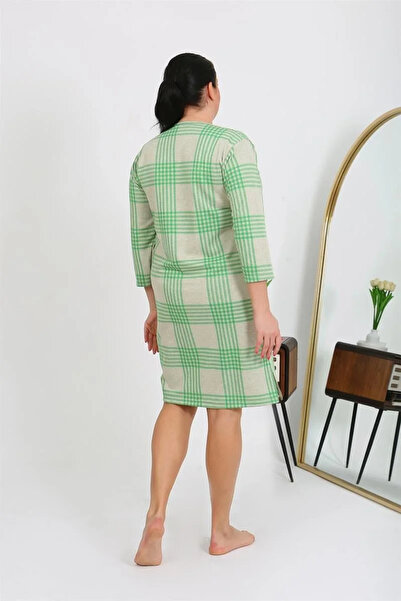 alfa expres Fashion Women's Plus Size Combed Cotton Nightgown Home Dress Green