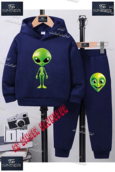 SS SİNSER Set de trening cu hanorac imprimat pentru copii, unisex, „ALIEN GRE...