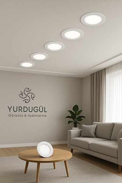YURDUGÜL Pars 6W Beyaz Kasa Beyaz Işık Led Spot 65mm Delik Çapı 4lü Paket