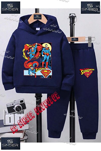 SS SİNSER Παιδικό Unisex Σετ Φόρμας με Κουκούλα και Στάμπα "SUPERMAN 3 LU AFIS"