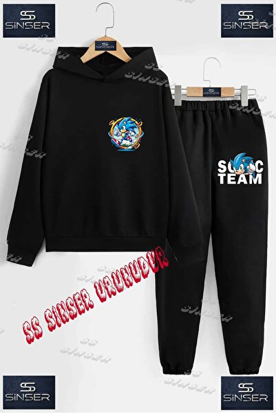 SS SİNSER Children's Unisex Printed Hoodie and Sweatpants Set with the Logo o...