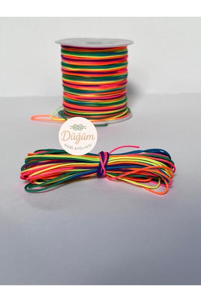 Düğüm Hobi Atölyesi 0.8 mm 1 metre Çok Renkli Paraşüt İpi Makrome Takı Tasarı...