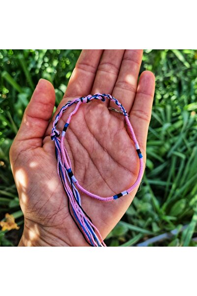 Wild Bracelets Adjustable textile bracelet, for hand and foot, made of silk, handmade, pink color