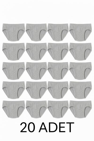 enmodaiçgiyim 20 Pieces of Cotton Gray Men's Briefs – Breathable, Comfortable Fit