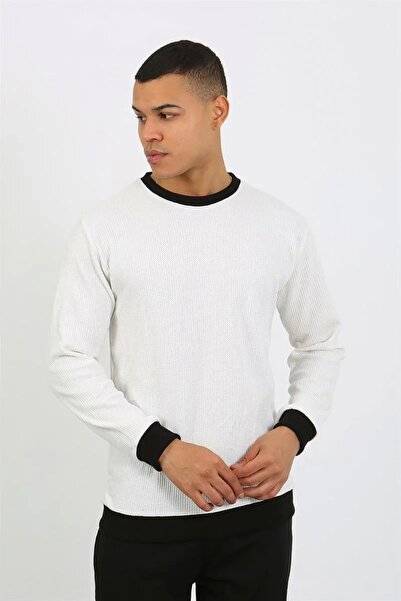 alfa expres Clothing Men's Long Sleeve Cuffed Leg Combed Cotton Pajama Set White