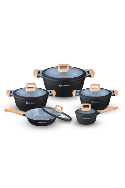Muller Koch Die-Cast Aluminum Cookware Set 10 Piece, Nonstick German Ceramic Coating, Induction Base – MK-5013