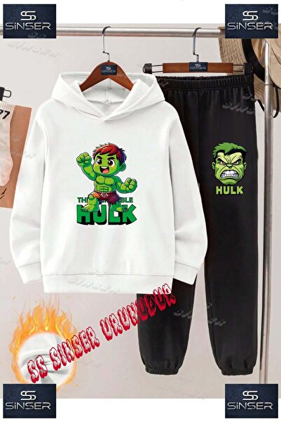SS SİNSER Παιδικό Unisex Σετ Φούτερ με Κουκούλα και Στάμπα "HULK CHILDREN'S S...