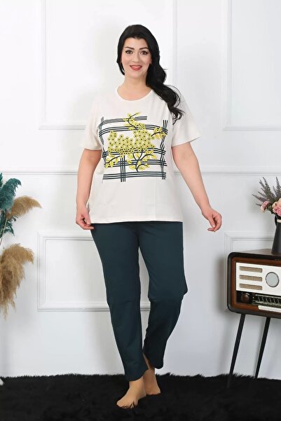 alfa expres Fashion Women's Plus Size Cream Pajama Set