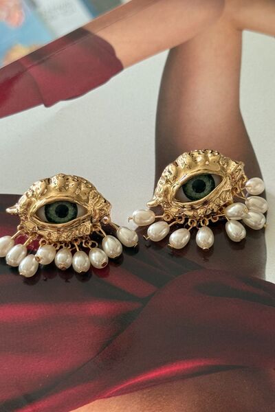 Trendy Butik Pearl Dangle Eye Earrings