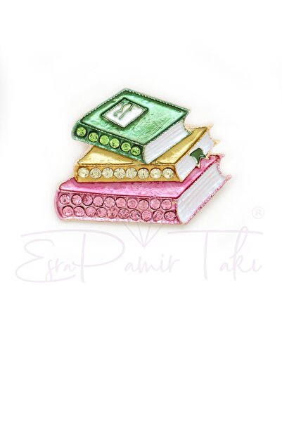 Esra Pamir Renkli Taşlı Kitap Broş