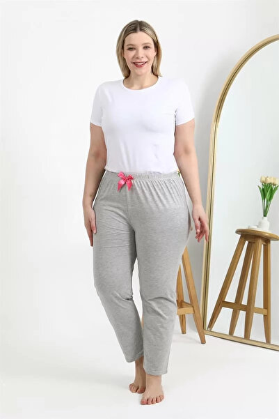 emosavm Fashion Women's Cotton Plus Size Bottom Pajamas Gray