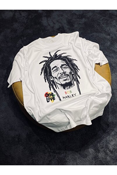 Spark Collection Λευκό μπλουζάκι Bob Marley 100% βαμβακερό με λαιμόκοψη