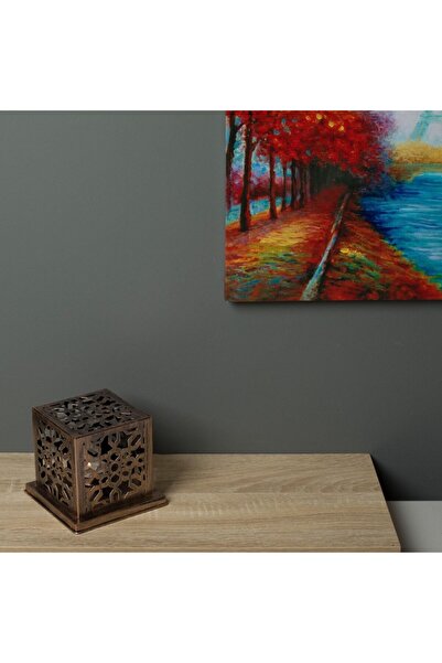 SHOPIENS ® Metallic Bronze Cube Candle Holder, 12.5 x 12.5 x 12 cm