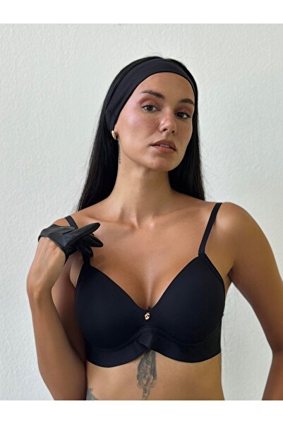 MAVİ QUMSAL Μαύρο σουτιέν με ελαφριά υποστήριξη και κοπή με λέιζερ – Άνετο κα...