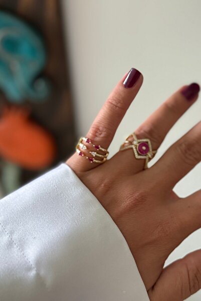 Trendy Butik Pink Thin Stone Pinky Ring