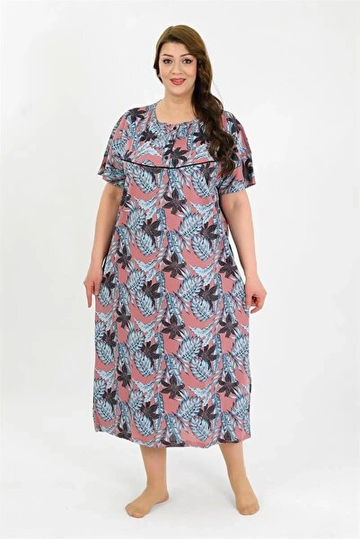 alfa expres Fashion Women's Plus Size Short Sleeve Salmon Mother Nightgown