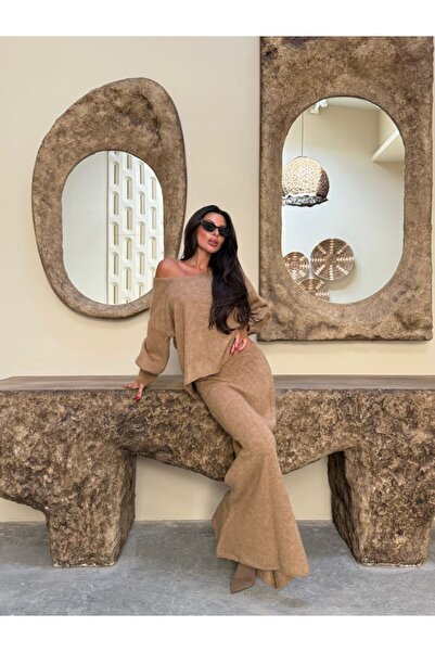 buqre's moda Γυναικείο Πλεκτό Πουλόβερ Φούστα Πλεκτό Σετ Δύο Τεμάχια