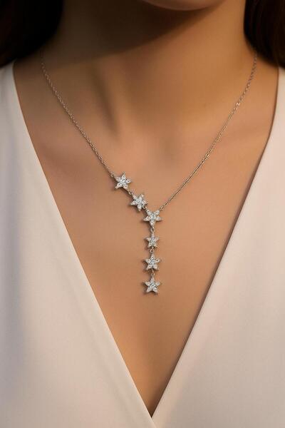 xesha قلادة نسائية من الفولاذ على شكل نجمة أنيقة مع حجر – خيارات اللون الفضي/...