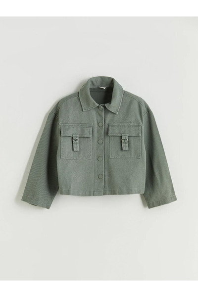 LC Waikiki LCW KidsHaki Gömlek Yaka Kız Çocuk Ceket