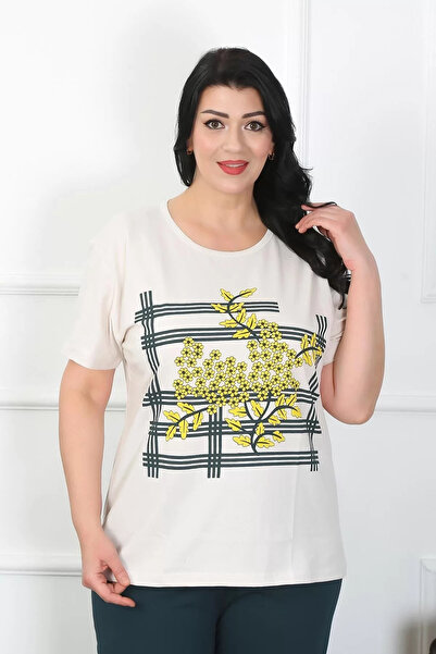 alfa expres Fashion Women's Plus Size Cream Pajama Set