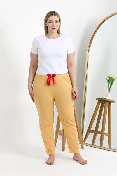 alfa expres Fashion Women's Cotton Plus Size Bottom Pajamas Yellow