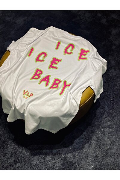 Spark Collection Ice Ice Baby 100% βαμβακερό μπλουζάκι με λαιμόκοψη σε λευκό χρώμα