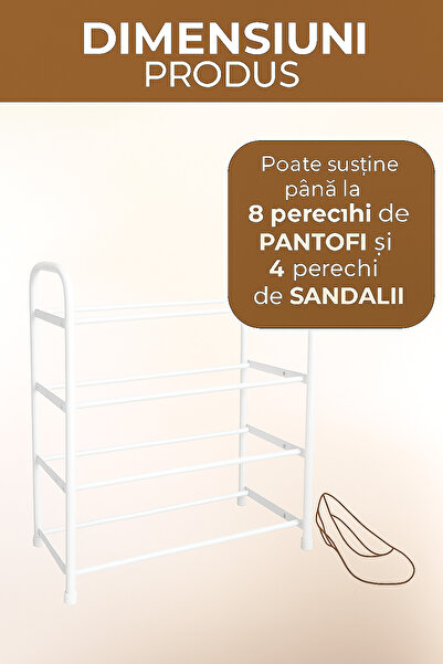 Brivoo® Metal aluminum shoe rack, 4 shelves, White, shoe organizer, durable, modern,
