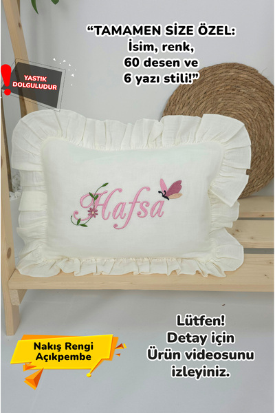 gros shop Müslin Yeni Doğan 4Katlı Organik %100Pamuk Kişiye Özgü Nakışlı Hast...