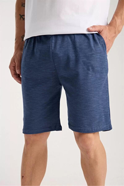 Akbeniz Μοντέρνο ανδρικό βαμβακερό σορτς με τσέπες σε μπλε ναυτικό