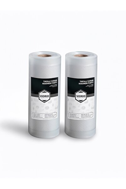 VI'ORIO 20cm X 5m (2 Adet) Rulo Tırtıklı Vakum Makinesi Poşeti Vakum Poşeti