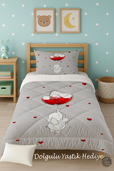 Talia Home Односпальне дитяче ковдрове покривало з малюнком «Серце» TLAG-164