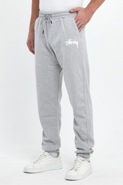 THE RULE Stüssy Printed Regular Winter 3 Thread Ribbed Waist and Elasticated Cuffs Grey Jogger Sweatpants