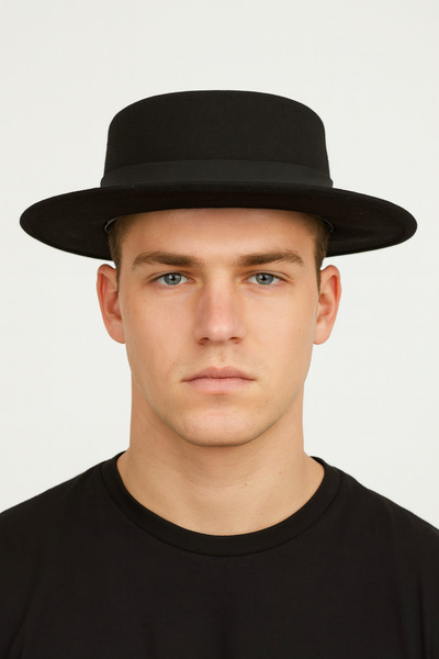 CosmoOutlet Men's Black Gondola Stylish Design Fedora Hat