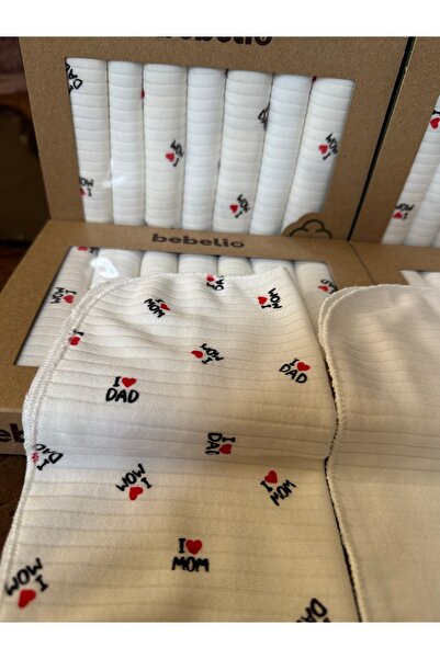 Bebelio 7’li “I ❤️ MOM” Yazılı Bebek Ağız Mendili Seti