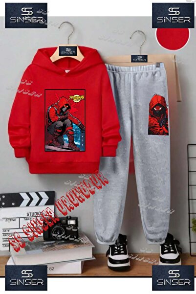 SS SİNSER Детски унисекс комплект от тренировъчен костюм с качулка и принт „O...