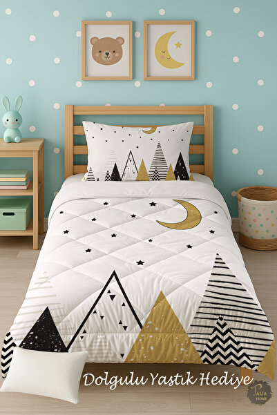 Talia Home Декоративна односпальна дитяча ковдра з гірським малюнком, комплек...