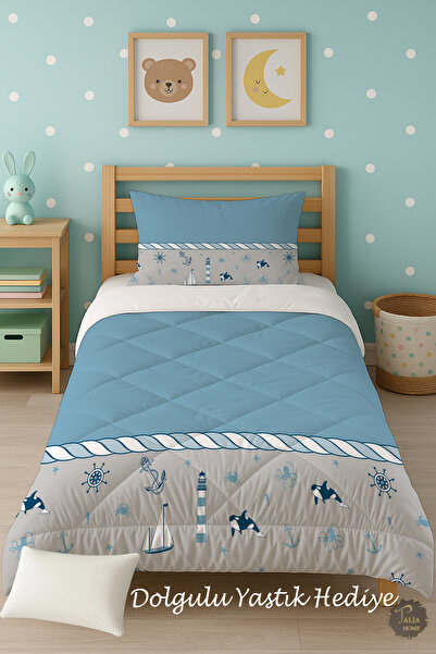 Talia Home Дитячий ковдра з синім візерунком у вигляді якоря, комплект для сн...