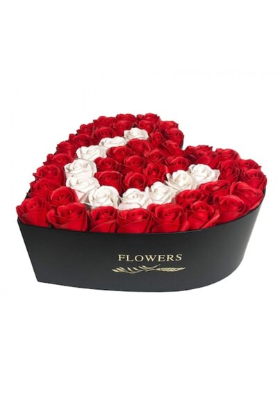 OEM Aranjament floral cu litera U în cutie neagră în formă de inimă, cu 49 de...