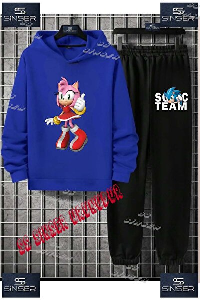 SS SİNSER Children's Unisex'Sonic Pink Anime Girl' Custom Printed Hoodie Trac...