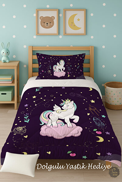 Talia Home Односпальний дитячий ковдра з малюнком фіолетового єдинорога TLAG-078