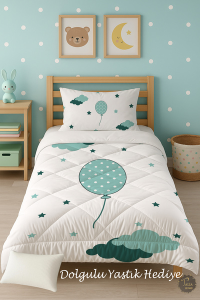 Talia Home Односпальний дитячий ковдра з зеленим візерунком у вигляді повітря...