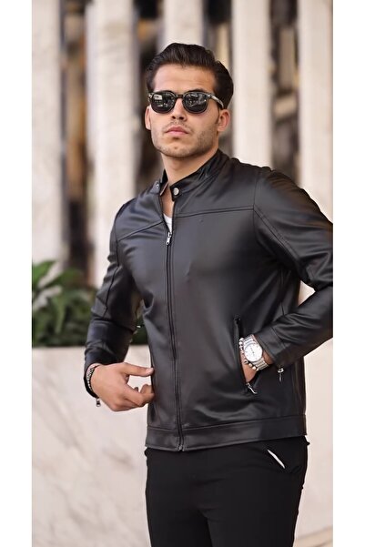 PRİFALDİ Jachetă din piele pentru bărbați Dik Yekală New Season, neagră