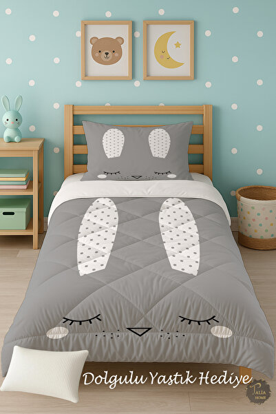 Talia Home Односпальний дитячий ковдра з малюнком сірого кролика TLAG-288