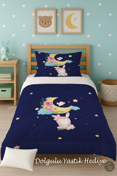 Talia Home Синій односпальний дитячий ковдра з милим тваринним малюнком TLAG-071