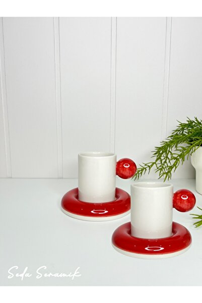 seda seramik Handmade 9 Color Dragee Series 4-Piece Coffee Cup Set for 2 People