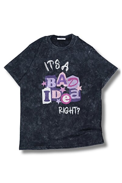 Fuddy Moda Tricou unisex lavabil cu textul „Este o idee rele”, tricou retro cu tematică Olivia Rodrigo