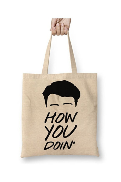 Toyaso حقيبة تسوق من القماش الأبيض بمقبض طويل من Friends Joey How You Doin حق...