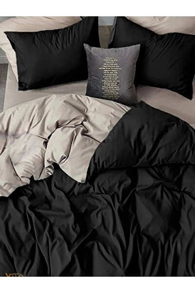 JOLLY HOME Lodos Home Pamuklu Tek Kişilik Lastikli Nevresim Takımı Siyah-Bej