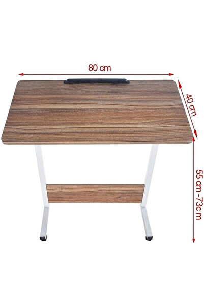 Cady One Wooden laptop table with metal frame and wheels, height adjustable surface, ideal for work and study
