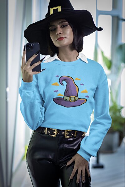 ArtYus Wizard Hat Colorful Printed Crew Neck Sweatshirt